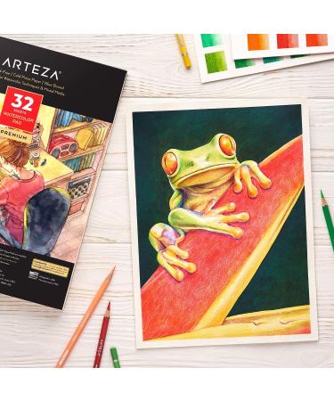 Arteza 9x12 Watercolor Pad - 32 Sheets, Cold Pressed, 140lb/300gsm, Acid-Free Paper for Wet, Dry & Mixed Media - Art Supplies - Buy Online on GoSupps.com