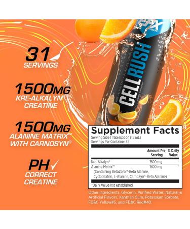 EFX Sports Cell Rush - Fast Acting Muscle Fuel with Kre Alkalyn & Beta Alanine | 16 Fl Oz (Orange) | International Shipping Available - Buy Online on GoSupps.com