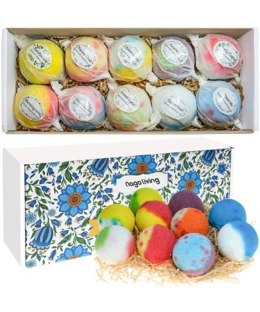 Nagaliving Bath Bombs Gift Set  10 Organic Bubble Bath Bombs  Bath Gift for Valentine s Day  Christmas 10 Count (Pack of 1)