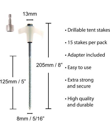 Adventure Seeka 15 Pack - Heavy Duty Glow-in-The-Dark Tent Stakes with Hex Head Driver & Storage Bag - Buy Online on GoSupps.com