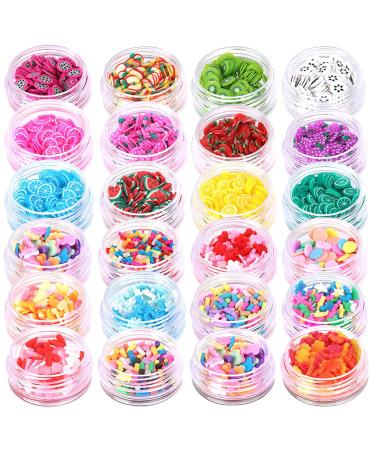 24 Boxes Fruit Nail Art Slices,3D Fruit Nail Slices,Assorted Pattern Nail Slices,Fruit Slime Charms Nail Slices for Nails Craft Lip Gloss Decorations DIY Crafts,Fruit Slices for Slime,24 Styles