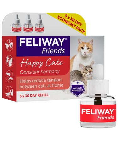 FELIWAY Friends 30 Day Refill helps to reduce conflict in multi-cat households helping cats get along better - 48 ml (Pack of 3) Packaging may vary Red 48 ml (Pack of 3)
