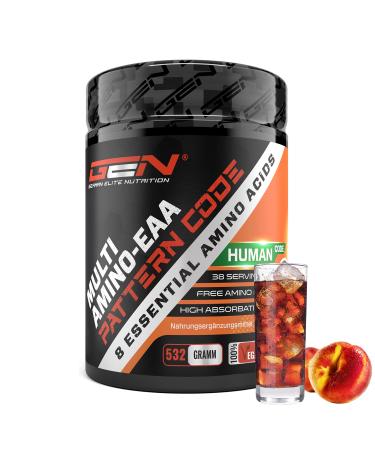 EAA powder - 532 g - Ice Tea Peach - Human Code Formula - All 8 essential amino acids - Amino workout drink - Delicious taste - vegan Ice Tea Peach 38 Portions (1 Pack)