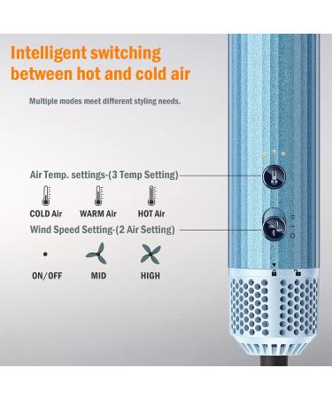 5 in 1 Hair Dryer Brush & Air Styler - High-Speed Ionic Curler Volume & Smooth - Rotatable 8.86Ft - Upgrade F-1 Bay Blue - Buy Online on GoSupps.com