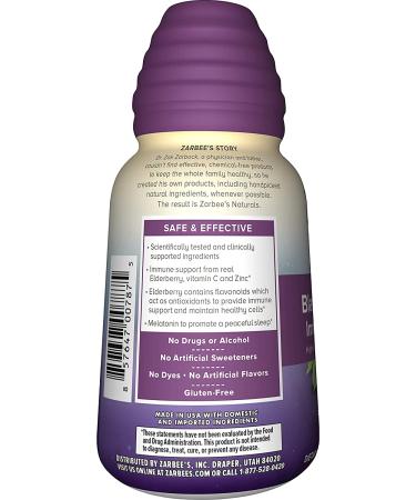 Zarbee's Nighttime Black Elderberry Immune Support - 8 fl oz | Sleep & Wellness Supplement - Buy Online on GoSupps.com