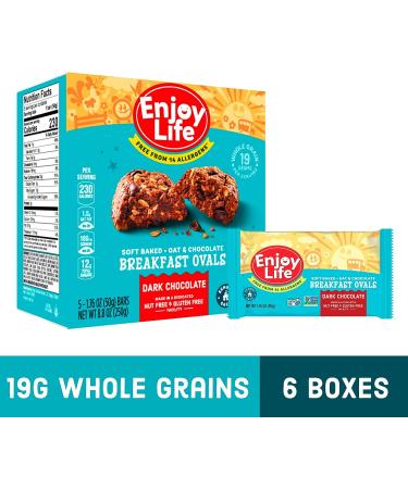 Enjoy Life Dark Chocolate Soft Baked Ovals Breakfast Bars - Vegan, Gluten Free, Dairy Free, Nut Free, Soy Free, Non GMO - 6 Boxes Bulk Granola Bars - Buy Online on GoSupps.com