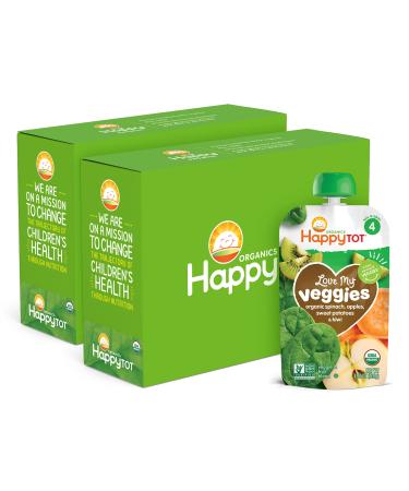 Happy Tot Organics Love My Veggies Stage 4 Organics Spinach Apple Sweet Potato & Kiwi 4.22 Ounce Pouch (Pack of 16) packaging may vary