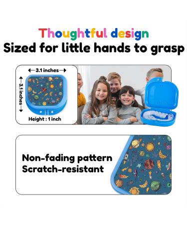Cute Retainer Holder Case with Funny Cartoon Design - Blue | 1 Pack Aligner & Night Guard Case with Space Patterns - Buy Online on GoSupps.com