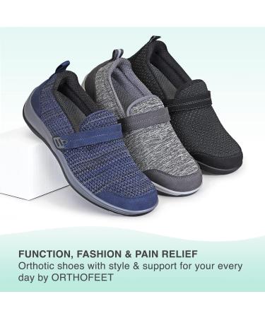 Orthofeet Women's Plantar Fasciitis Shoes - Heel Pain Relief & Arch Support - Quincy 7.5 Wide Gray - Buy Online on GoSupps.com