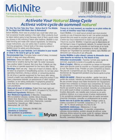 MidNite Natural Sleep Aid Chewable Tablets - Cherry Flavoured | Contains Melatonin Chamomile Lavender & Lemon Balm | Treatment for Occasional Sleeplessness | Non-habit Forming | 30 Tablets - Buy Online on GoSupps.com