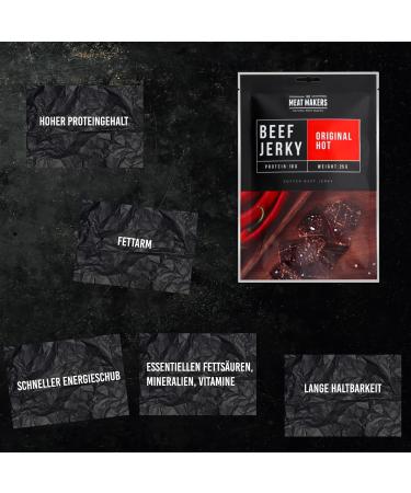 Original Hot Beef Jerky Snack 300g | The Meat Makers - Dried Beef Treats for Humans | International Shipping Available - Buy Online on GoSupps.com