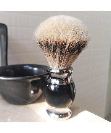 Je&Co 100% Silvertip Badger Hair Shaving Brush - Handmade High-Quality Brush with Fine Resin Handle & Stainless Steel Base (Black) | International Shipping Available - Buy Online on GoSupps.com