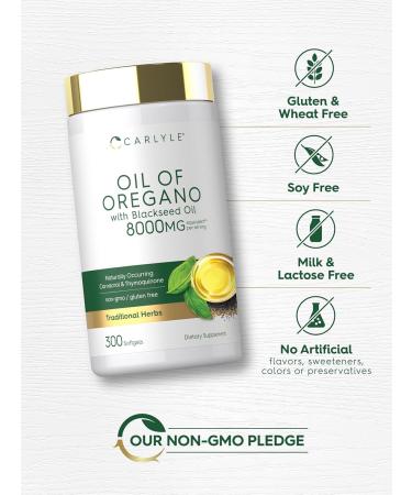 Carlyle Oil of Oregano with Black Seed Oil | 300 Softgel Capsules | Naturally Occurring Carvacrol & Thymoquinone Pills | Non-GMO Gluten Free Supplement - Buy Online on GoSupps.com