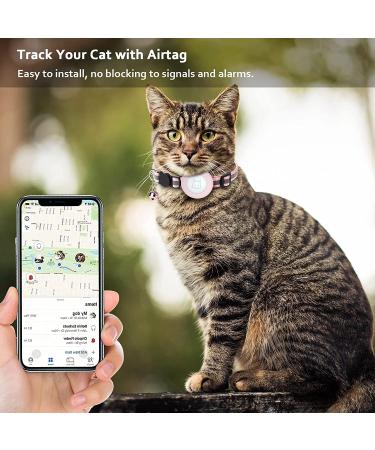 Airtag Cat Collar with Breakaway Bell | Reflective Adjustable Strap | Pink - Buy Online on GoSupps.com