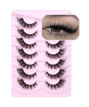 7 Pairs False Eyelashes Natural Looking Lashes Wispy Soft Faux Mink Lashes Fluffy False Lashes 16mm
