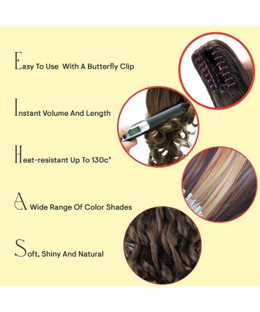 CAISHA 16" Hairpiece Ponytail Extension Butterfly Clip Voluminous Wavy Black H63 black #1 H63 - Buy Online on GoSupps.com