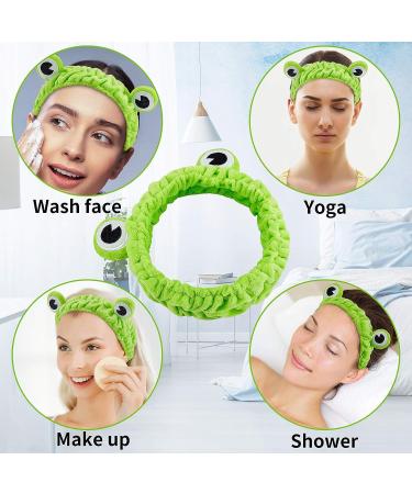 Cute Frog Headband Set for Girls and Women - 3 Pieces Funny Green Headbands for Face Washing, Shower, Spa, Yoga - Elastic Turban Hair Wrap - Buy Online on GoSupps.com