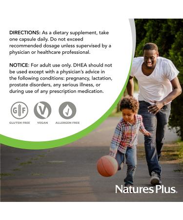 Nature's Plus DHEA-25 with Bioperine | 60 Vegetarian Capsules for Hormonal Support - Buy Online on GoSupps.com