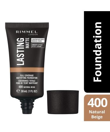 Rimmel Lasting Matte Full Coverage Foundation 30ml - Lightweight Natural Beige 400 for Flawless Skin | International Shipping Available - Buy Online on GoSupps.com
