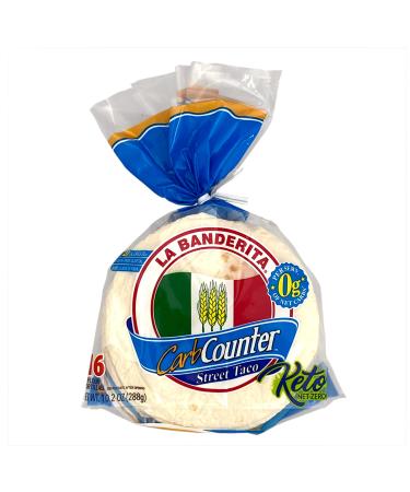 La Banderita Carb Counter Street Taco | 4" Flour Tortillas |Keto 0g Net Carbs |Low Carb | 10.2 oz.| 16 Count (Pack of 4)