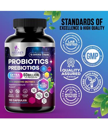 Daily Probiotic for Women & Men 60 Billion CFU 10 Strains Supplement Lactobacillus Probiotics - Digestive Gut & Immune Health Support - Supports Occasional Constipation Gas & Bloating - 120 Capsules 120 Count (Pack of 1) - Buy Online on GoSupps.com