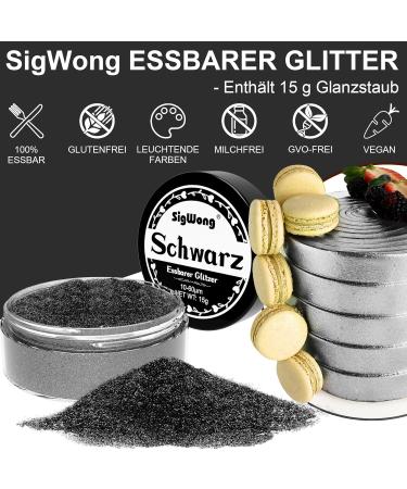 Premium Edible Glitter for Drinks & Cakes - 15g Black Gold Powder for Cocktails & Food Decoration - Buy Online on GoSupps.com