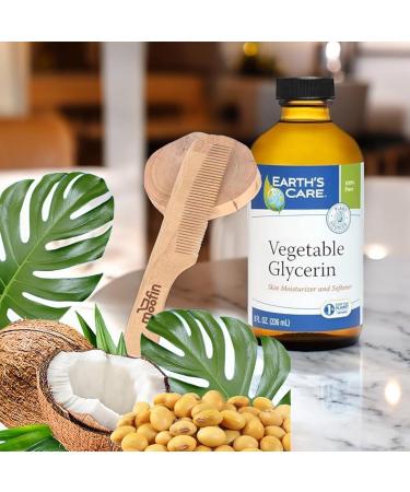 Vegetable Glycerine 8 Fl Oz - Pure Moisturizing Liquid for Hair & Skin | Bundle with Wooden Comb | DIY Beauty Essential in Glass Bottle - Buy Online on GoSupps.com