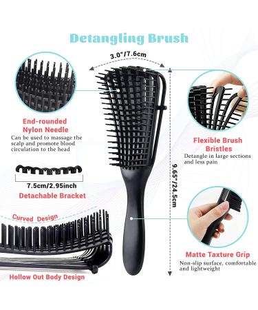 Detangling Brush Set for Curly Hair with Scalp Massager and Rat Tail Comb - Includes 5 Hair Clips - for Women, Men, Kids - Wavy, Natural, Thick, Thin, Wet Hair - Nylon Bristles - Styling Brush - Buy Online on GoSupps.com
