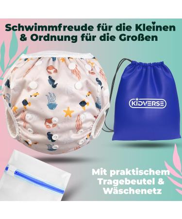 Buy Kidverse Reusable Baby Swimming Diapers 0-3 Years - Skin-Friendly Adjustable Includes Carrying Bag & Laundry Net - Beige Sea - Buy Online on GoSupps.com