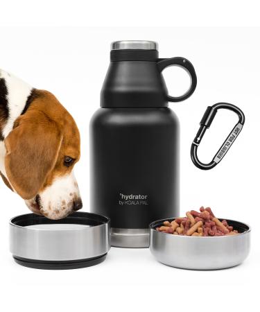 KOALA PAL 32oz, Dog Water Bottle, Insulated Dog Travel Bottle, Portable Food and Water Bowl Dispenser for Dogs, Stainless Steel Pet Water Bottle Dispenser with Travel Bowls for Dog Walking Travel Kit Midnight Black