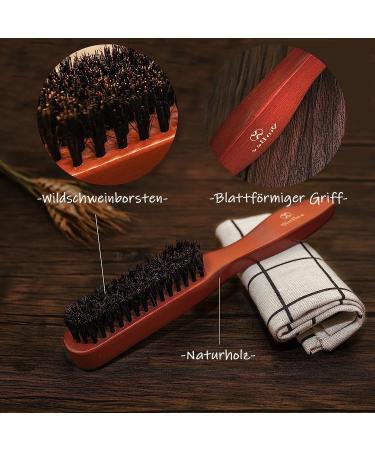 VinBee Men's Boar Bristle Beard Brush | Stiff Hairbrush for Men | Red | Perfect for Grooming & Styling - Buy Online on GoSupps.com