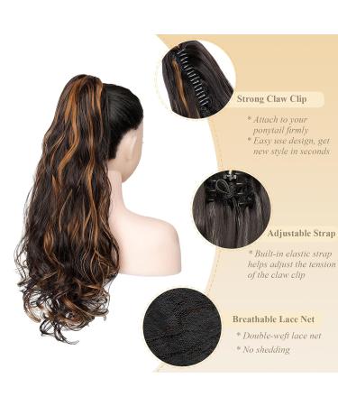 Buy Gairyan 50cm Curly Claw Clip Ponytail Extensions - Dark Brown & Light Brown Synthetic Hair for Women - Buy Online on GoSupps.com