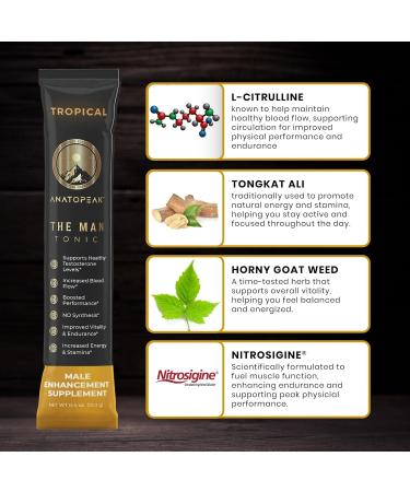 Male Enhancing Supplement Powder - Tongkat Ali Maca Root L-Citrulline L-Arginine Horny Goat Weed - with Nitrosigine Nitric Oxide Supplements for Men - 12 Stick Packs (Tropical) Tropical 0.4 Ounce (Pack of 12) - Buy Online on GoSupps.com