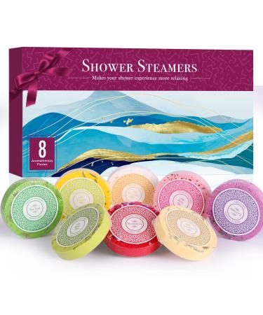 Shower Steamers Aromatherapy - 8 Pack Pure Essential Oil Shower Bombs for Home Spa Bath Self Care Essential Oil Stress Relief and Relaxation Bath Gifts for Mom Women Birthday Valentine s Day Travel