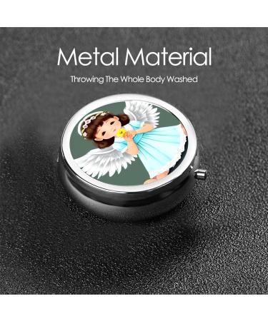 Cute Little Angel Round Pill Box | 3 Compartment Organizer | Portable Travel Pill Box for International Shipping - Buy Online on GoSupps.com