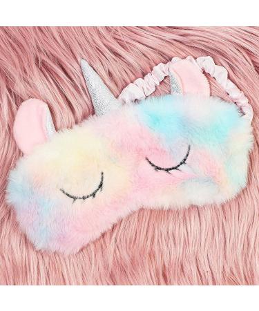 Unicorn Satin Faux Fur Sleeping Eye Mask for Women, Teens, and Girls - 7.5 x 6 In - Buy Online on GoSupps.com