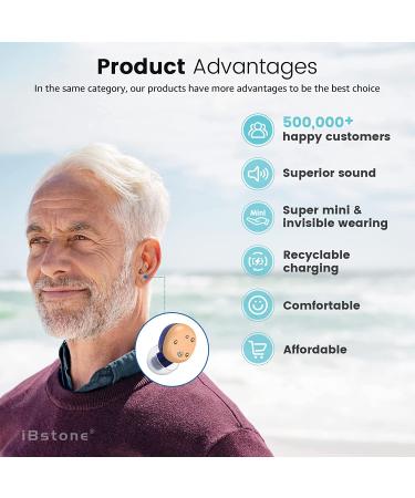 iBstone Rechargeable Hearing Aid, Mini Completely-in-Canal Hearing Amplifier for Seniors with Noise Reduction, Portable Charging Case for 4 times recharging, Pair, Red & Blue, Mini-BR Blue & Red - Buy Online on GoSupps.com