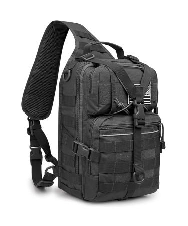 G4Free Tactical Sling Backpack Big Molle EDC Assault Range Bag Pack Military Style for Concealed Carry Black