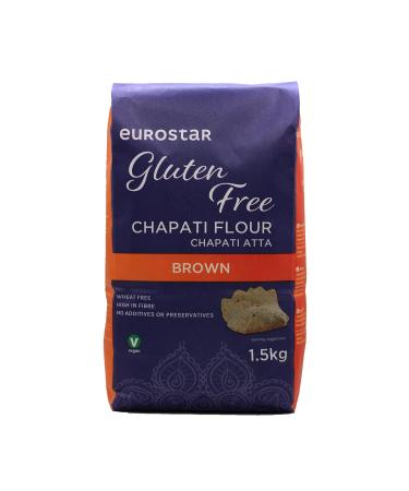 Eurostar Chapati Atta Gluten Free Flour (Brown 1.5kg) Brown 1.5 kg (Pack of 1)