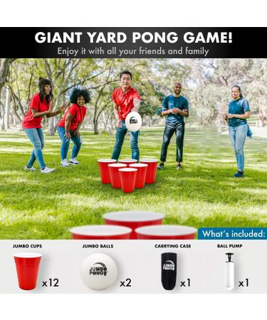 Giant Yard Pong Game - Jumbo Size for Outdoor Fun - Durable Cups, Ball & Pump - Perfect for Lawn, Backyard, Camping, Tailgating - Buy Online on GoSupps.com
