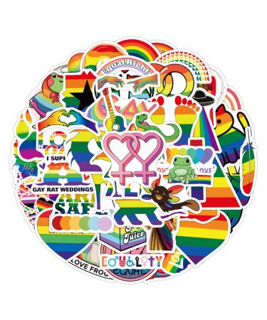 Rainbow Gay Pride Stickers 50 PCS LGBT Equal Love Heart Frogs Animal Stickers for Decoration Water Bottle Bike Skateboard Lgbt-50pcs