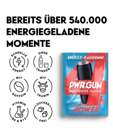 Pwrgrum Energy Chewing Gum 4 Pack | Up to 4 Hours Energy Boost | Sugar-Free & Dental Care | Natural Alternative to Energy Drinks - Buy Online on GoSupps.com