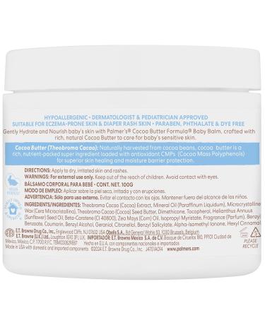 Palmer's Baby Balm - Cocoa Butter Formula Hydrating Cream for Dry Skin Eczema & Diaper Rash | 3.5 Oz Hypoallergenic 48Hr Moisture Dermatologist Tested - Buy Online on GoSupps.com