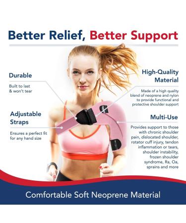Doctor Developed Shoulder Support/Shoulder Strap/Shoulder Brace single & Doctor Written Handbook - Relief For Shoulder Injuries Arthritis Sprains & More (Pink) - Buy Online on GoSupps.com
