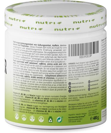 Nutri+ V-Booster Vegan - 400g Green Apple Powder - High Dosed Pre Workout Drink - Caffeine Citrulline Arginine Beta Alanine Betaine - Green Apple Fitness Booster - Buy Online on GoSupps.com