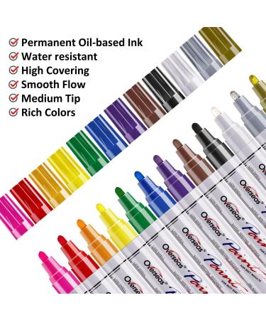 Oil-Based Waterproof Paint Pens - Permanent Markers for Rocks, Wood, Fabric, Plastic, Glass - 12 Colors - Buy Online on GoSupps.com