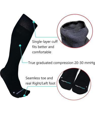 HOYISOX Big and Tall Compression Socks 20-30 mmHg - Black 3X-Large - Buy Online on GoSupps.com