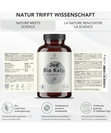 Bionutra Iodine Tablets | Bio Kelp Braunalgen 600x200mg | Vegan Gluten & Lactose-Free | High-Dose Iodine | German Quality | 20-Month Supply - Buy Online on GoSupps.com