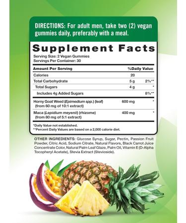 Nature's Truth Horny Goat Weed Gummies - 60 Count | Vegan & Non-GMO Supplement with Maca Root - Gluten Free Passion Punch Flavor for Men - Buy Online on GoSupps.com