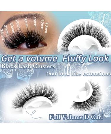 Fluffy Lash Clusters 10-24mm - Extra Long Thick 200D Eyelash Extensions | 200pcs Volume D Curl Wispy Lashes | DIY for Beginners | FOINEMYED - Buy Online on GoSupps.com